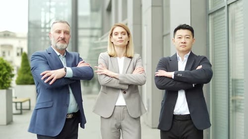 portrait of multiracial confident professional team of business people, businessmen employees