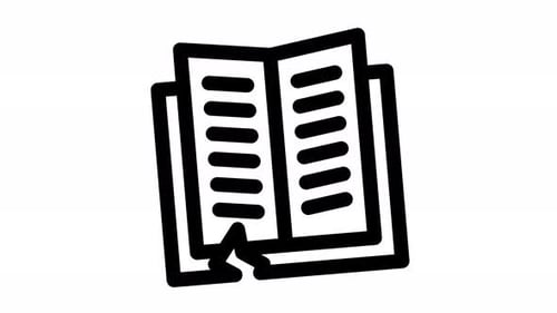 Animated Book Icon with Bookmark and Moving Text