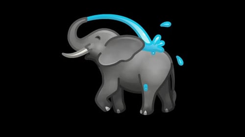 Emoji Elephant Walking and Spraying Water Animation