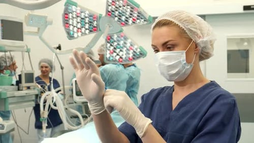 Confident Nurse Poses in a Modern Surgery Room