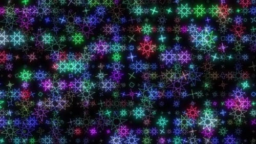 Animated Colorful Glowing Geometric Star Pattern Background Loop