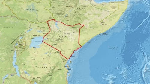 Karte von Kenia mit Umriss Landesgrenze 4K