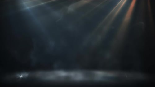 Cinematic Stage Backdrop with Dynamic Spotlights and Fog