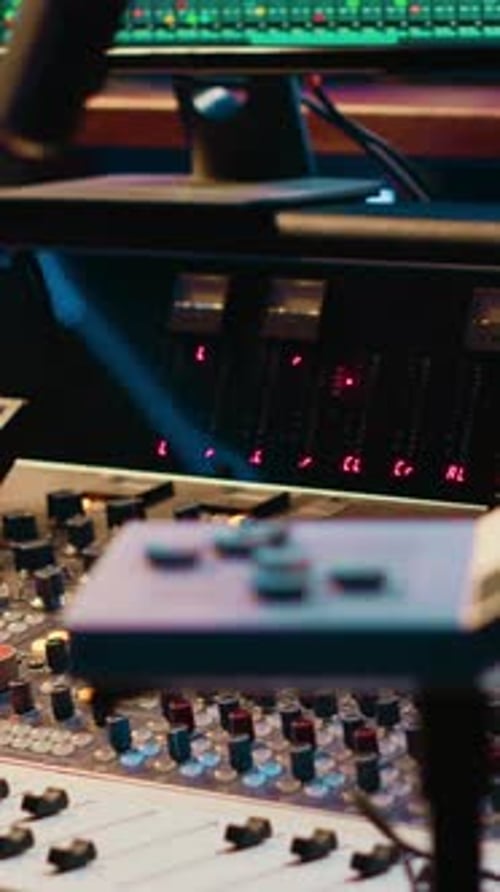 Vertical Video Empty Professional Studio Being Equipped with Modern Technical Equipment