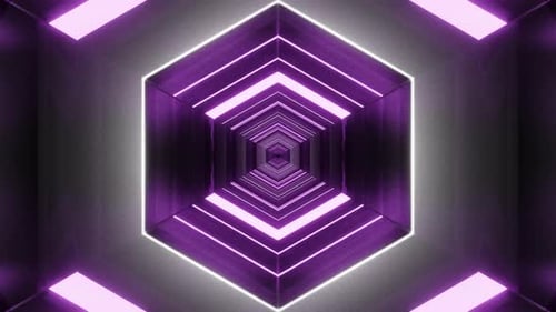 Lime And Light Purple Neon Hexagons In Noise Background Vj Loop In 4K