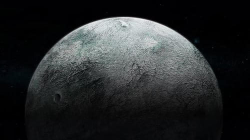 Sehen Sie sich Eris Fictional Planet 3D im Weltraum an