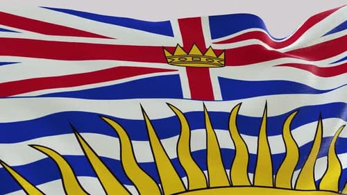 Realistic British Columbia Flag Waving Loop Animation