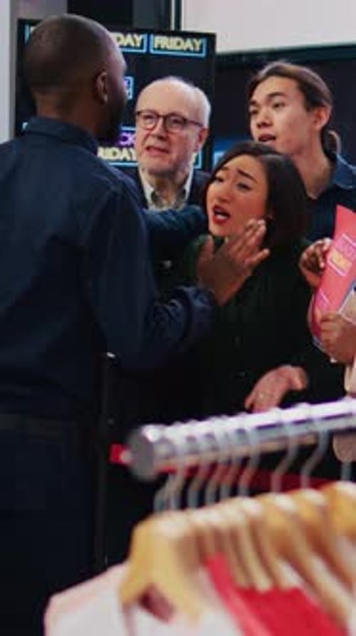 Unhappy Customers Arguing with Employee Inside Store