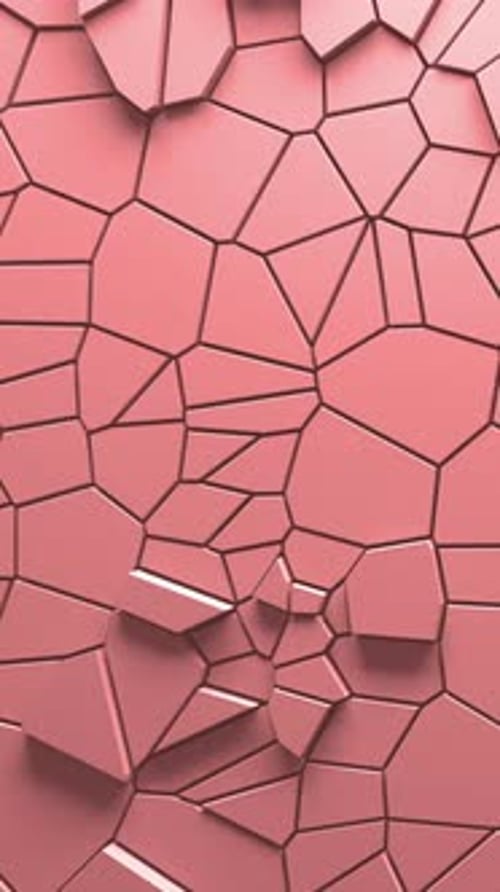 Abstract Animation of Red Voronoi Blocks Moving and Extruding Minimal Light Clean Corporate