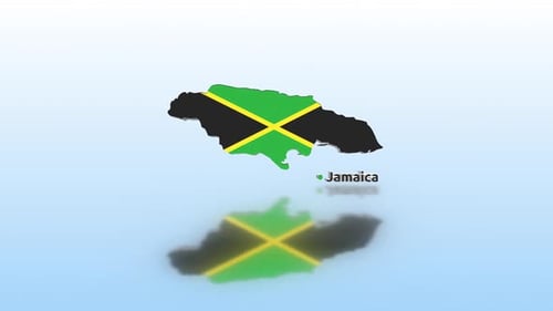3D Animated Map of Jamaica with National Flag