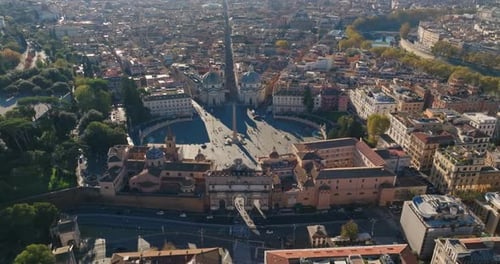 Aerial View of Rome, Italy on Sunny Day