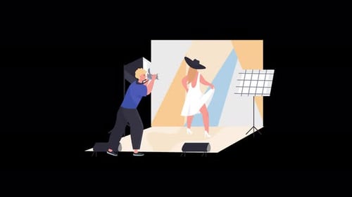 Dynamic Fashion Photoshoot in Studio with Professional Photographer and Model Interaction