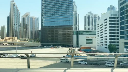 Dubai Commercial Buildings View From Metro Pov. Dlog