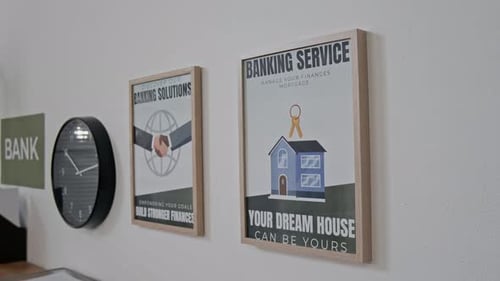 Bank Wall with Advertising Posters