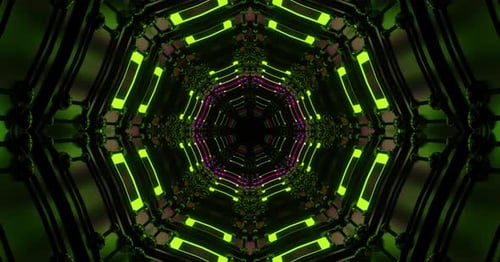Futuristic Neon Light Tunnel Loop Background