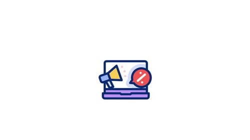 Animated Flat Design Marketing Icon on Laptop