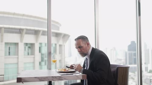 Businessman take a meal at the hotel.