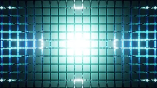 Blue And White Crystal Mirrored Square Wall Bacgrkound For Show Vj Loop HD