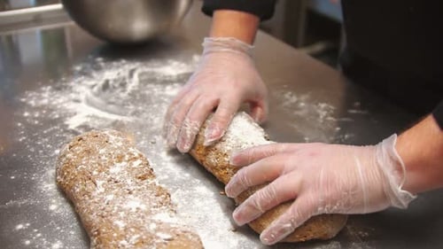 Chef Preparing Dough for Baking on Countertop