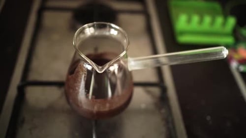 Making coffee in the glass pot