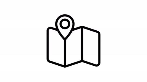 Animated Map and Location Pin Icon for Navigation and Travel