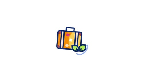 Icono animado de viajes sostenibles
