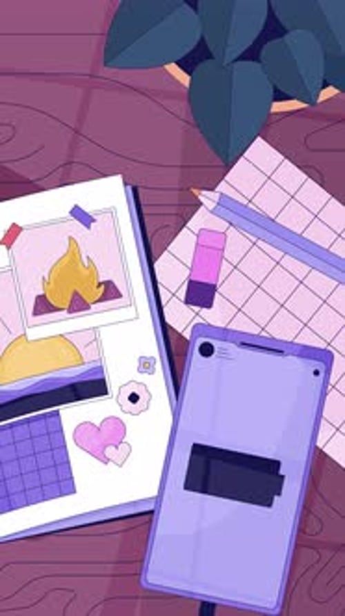 Lofi desk vibes with cozy journaling vertical animation