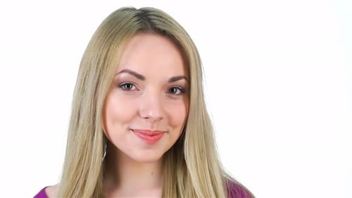 Woman Smiling at Camera, Close Up Portrait