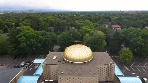 St. Mary's Greek Orthodox Church in Minneapolis. View of the twin cities neighborhoods.