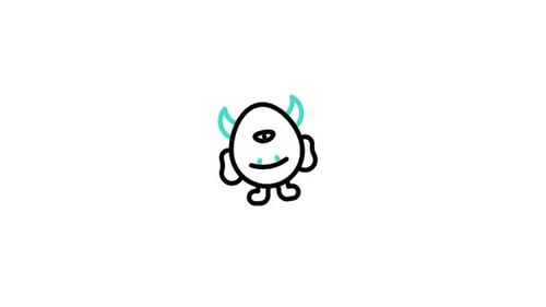 Cute Looping Sketch Monster Character Animation with Color Changing Horns