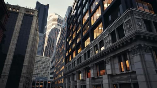 Una hilera de edificios en la ciudad de Nueva York