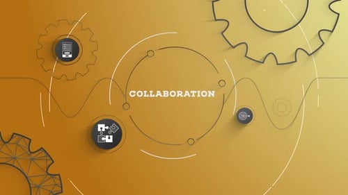 Modern Corporate Collaboration with Gears and Icons