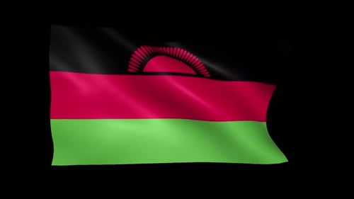 Realistic Waving Flag of Malawi Alpha Channel Loop