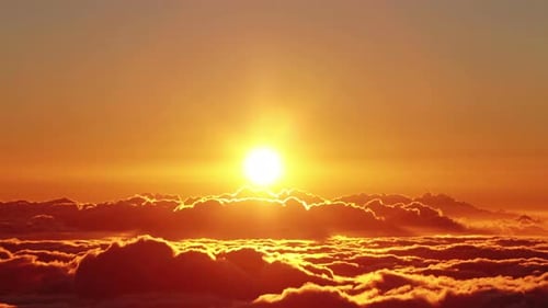 Aerial View of Clouds at Golden Sunset