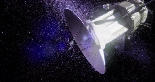 Futuristic Space Probe Flying Through Starry Cosmos Animation