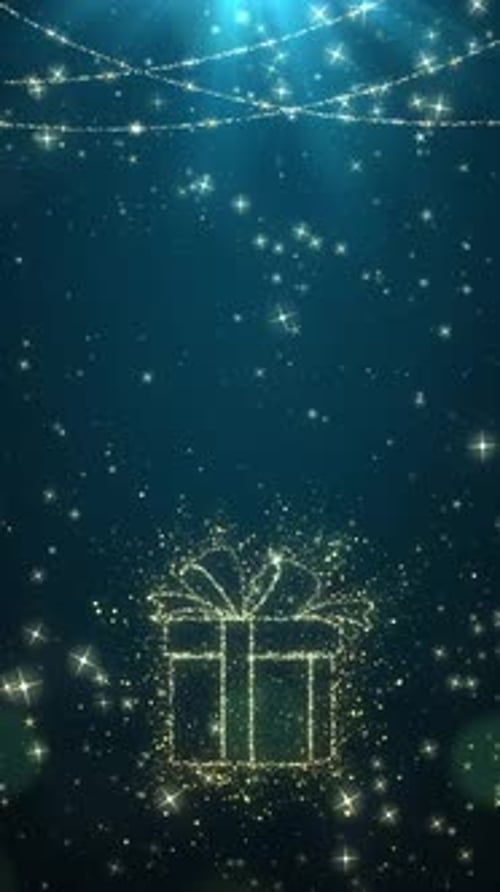Golden Sparkling Gift Box Christmas Celebration Lights