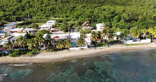 Drone shot while hovering over a beach in the southeast part of Puerto Rico.