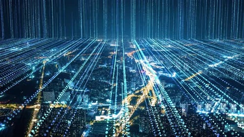 smart Connected city skyline. Futuristic network concept, city Technology