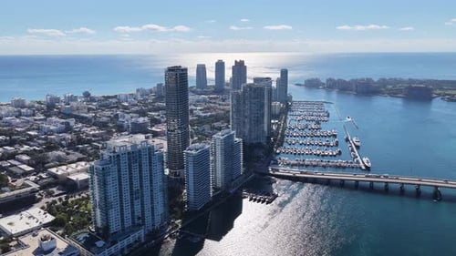 Miami Beach Skyline At Miami Beach In Florida United States.