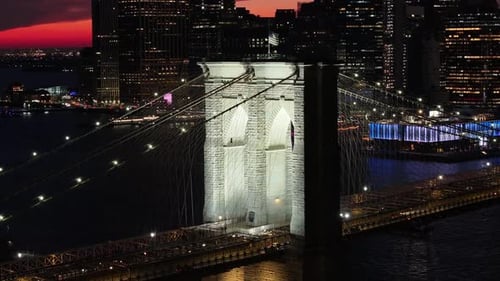 Sunset in Brooklyn Bridge At Manhattan In New York United States