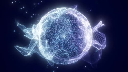 Futuristic Glowing Particle Sphere Background Animation