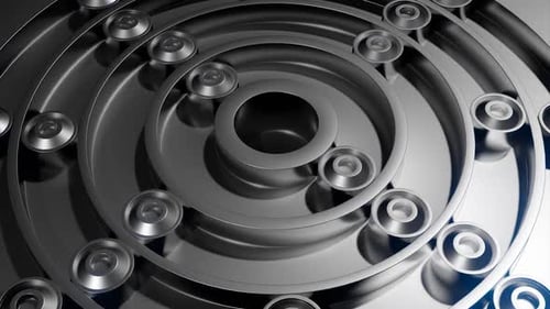 Abstract Metallic Rings Rotating Concentric Motion Background