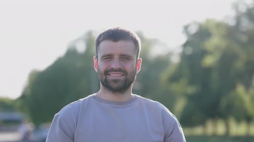 Smiling Man Portrait Outside on Sunny Day