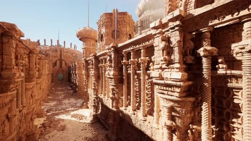 A Beautifully Decorated Temple Wall with Intricate Stone Carvings