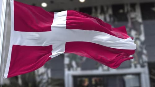 Danish Flag Waving Realistic 3D Animation