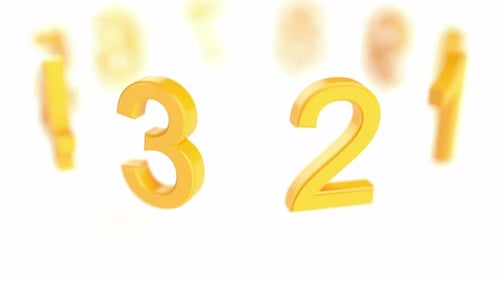 Yellow Numbers Count on White Bg Able to Loop Endless
