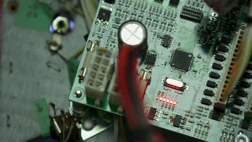 Close-Up of Circuit Board Components