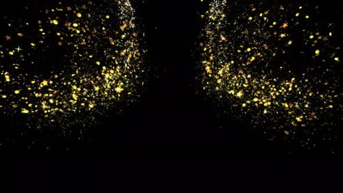 Particules de poussière d'étoiles scintillantes dorées de luxe sur fond noir