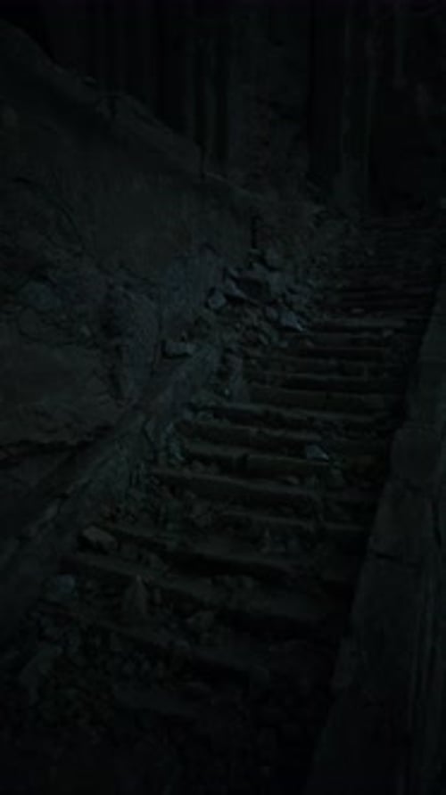 Mysterious Stone Steps Winding Through an Ancient Forest at Dusk