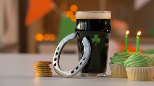 Holidays, Celebration and St Patrick'S Day Concept - Glass of Dark Draught